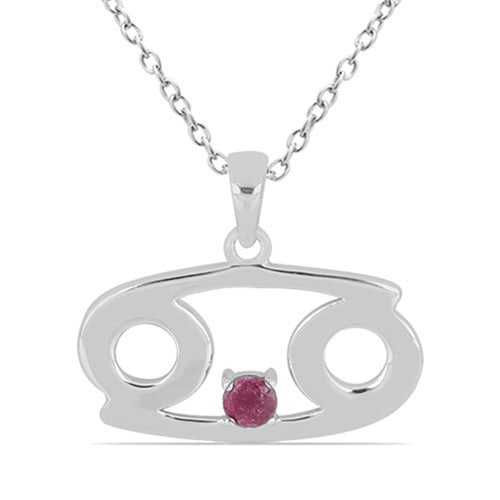 0.35 Ct Ruby Cancer Zodiac Sterling Silver Pendant with 18" Sterling Silver Chain (1 of 1)