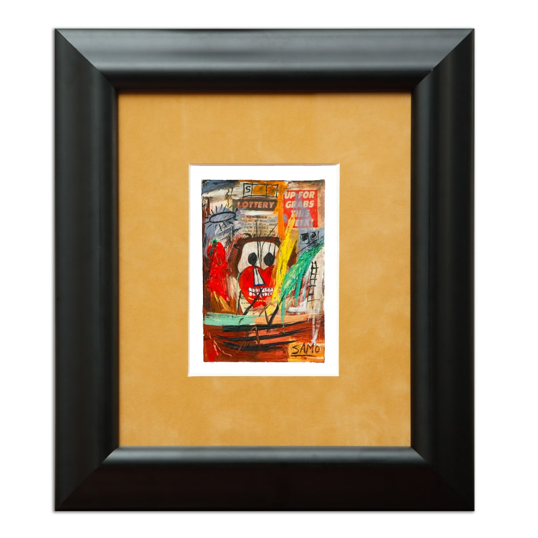 Jean-Michel Basquiat Painting on 4" x 6" Card. (1 of 8)