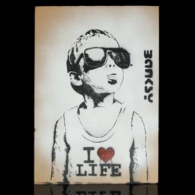 Banksy Cardboard Art (I ❤️ Life)