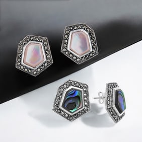 An Epic set of Sterling Silver Earrings. One pair has Pink MOP and the second pair has Abalone and