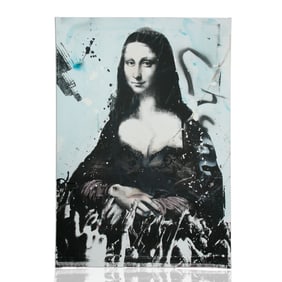 Ronald Chapeau Signed Mixed Media Poster Featuring the Mona Lisa