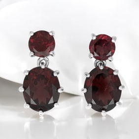 Glamourous Garnet Earrings crafted in Sterling Silver