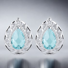 Enchanting 6.81 Cttw Sky Blue Topaz Earrings crafted in Sterling Silver