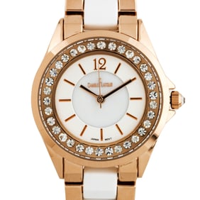 Charles Latour Crystal Bezel Ladies Watch – Elegant Luxury with a Pearlized Dial