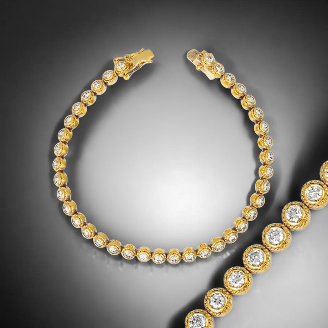 Sublime Gold over Sterling Silver Bracelet with enchanting Simulated Diamonds to produce a look that: Product Details Item: Bracelet Metal: Sterling Silver Gemstone: White CZ Approximate Measurements: Width: 5 mm Ring Size: Not Applicable Chain Length: Not Applicable Chain Metal: Not App