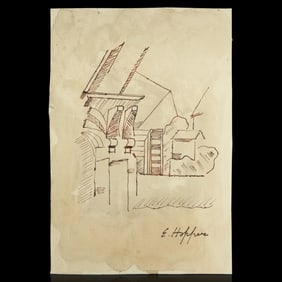 Edward Hopper Architectural Watercolor Drawing