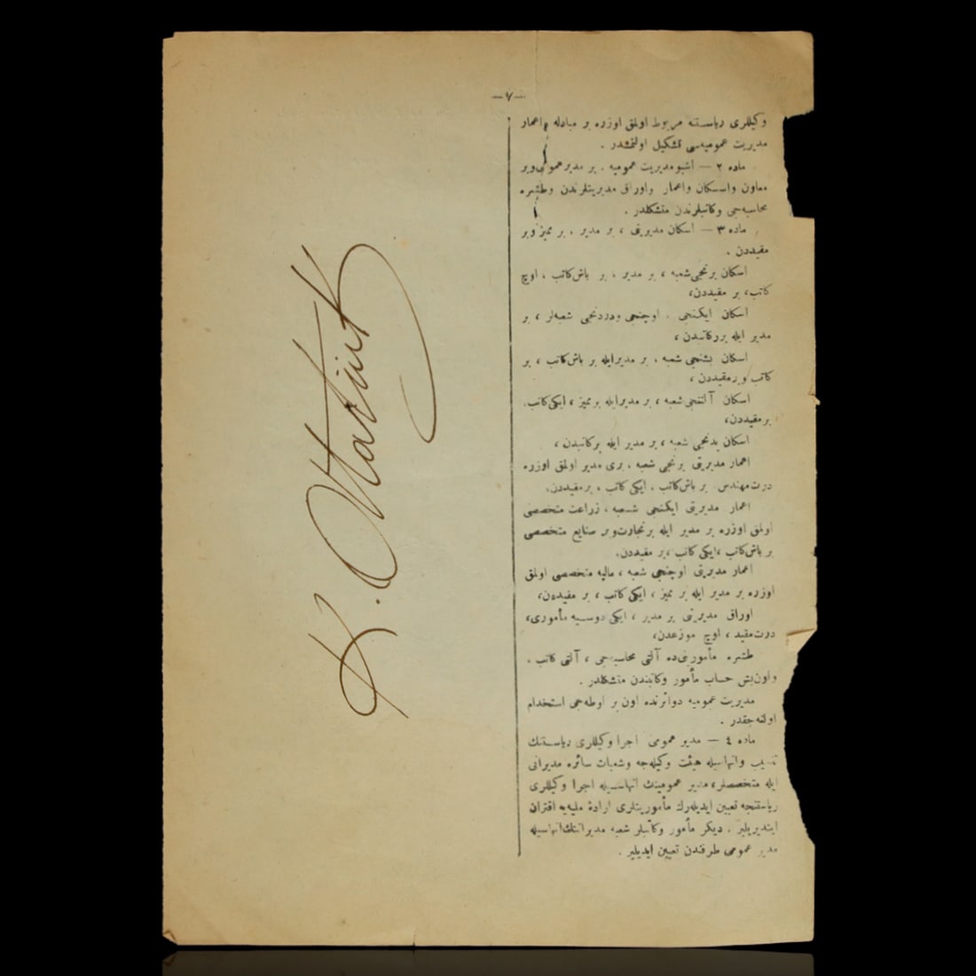 Mustafa Kemal Ataturk Signed Document in Arabic Script (1 of 8)