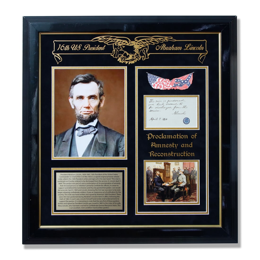 Abraham Lincoln Signed Document (Pardon to be Discharged from Service) (1 of 5)