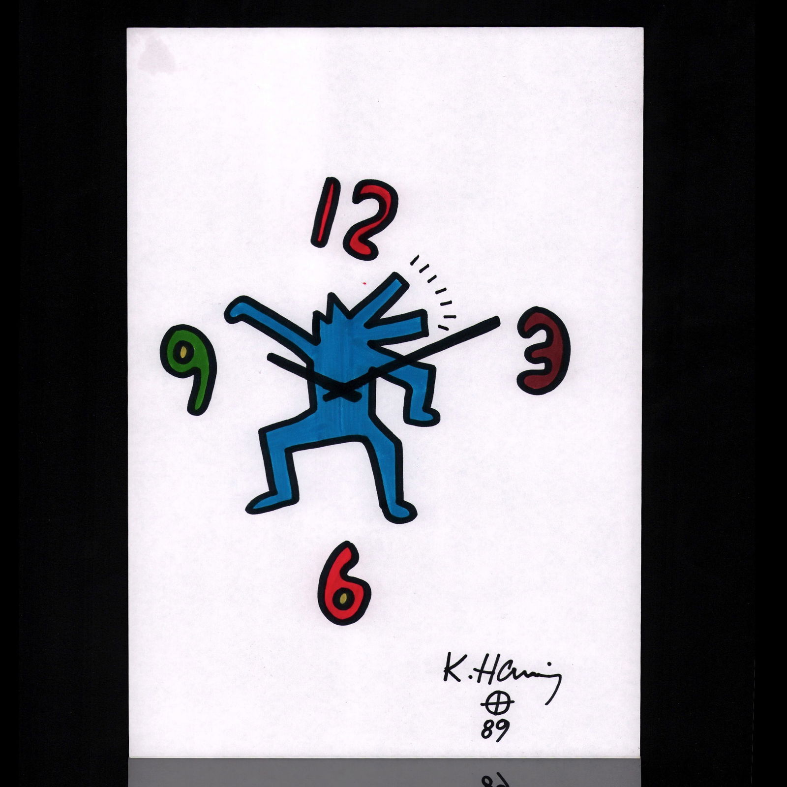 Keith Haring Marker Drawing (1989) - Howling Wolfman Clock (1 of 8)