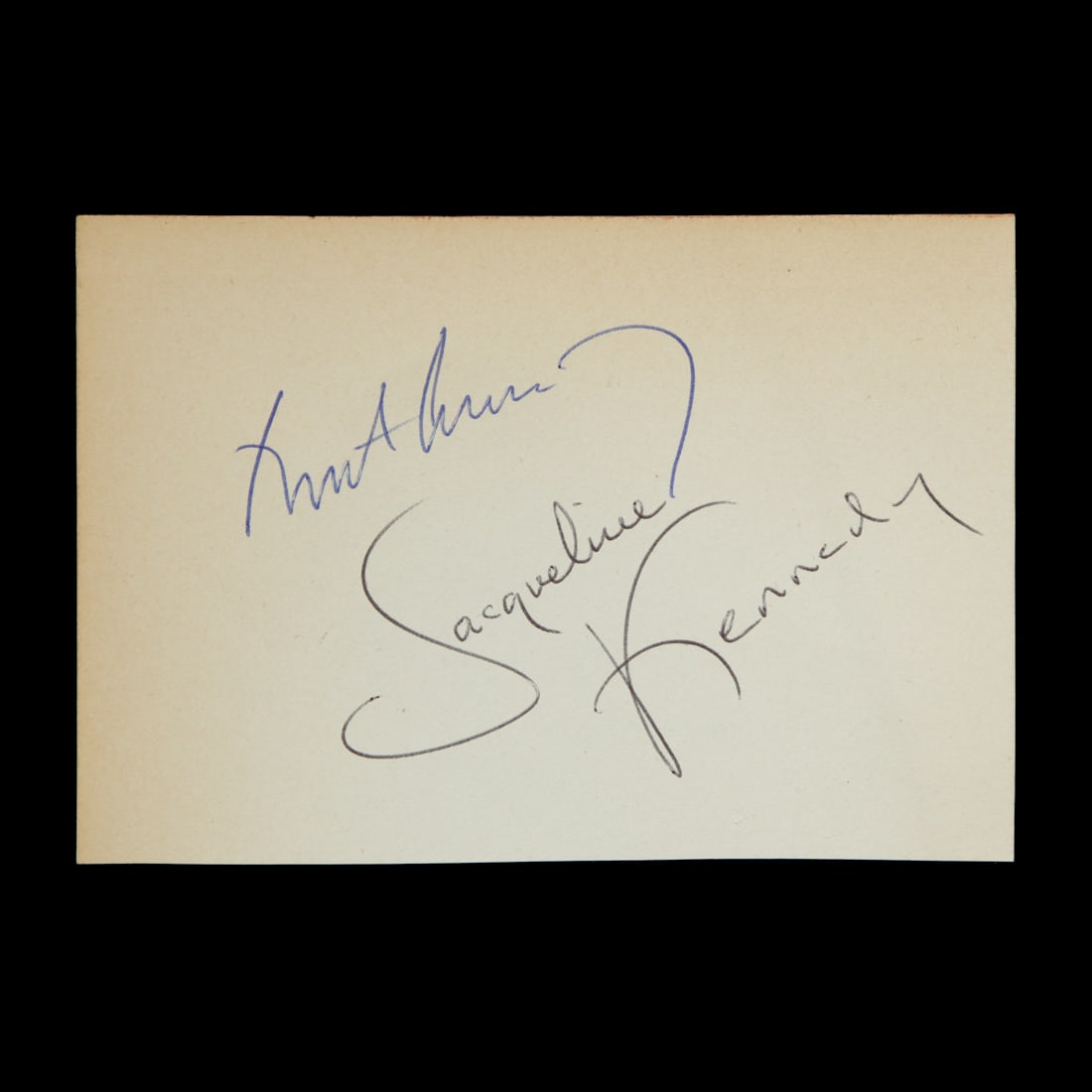 John F. Kennedy and Jacqueline Kennedy Signatures on Document Cut (1 of 5)