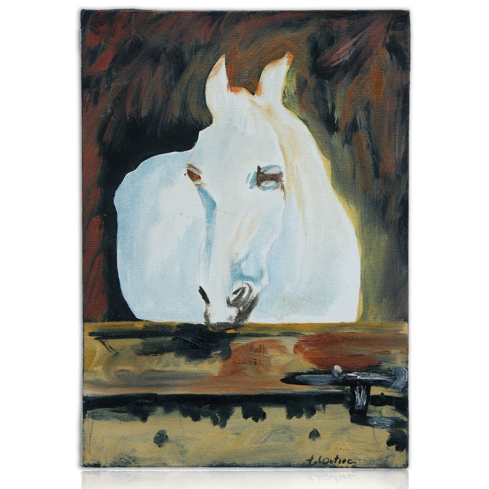 Oil Painting of a White Horse in the Style of Henri de Toulouse-Lautrec (1 of 10)