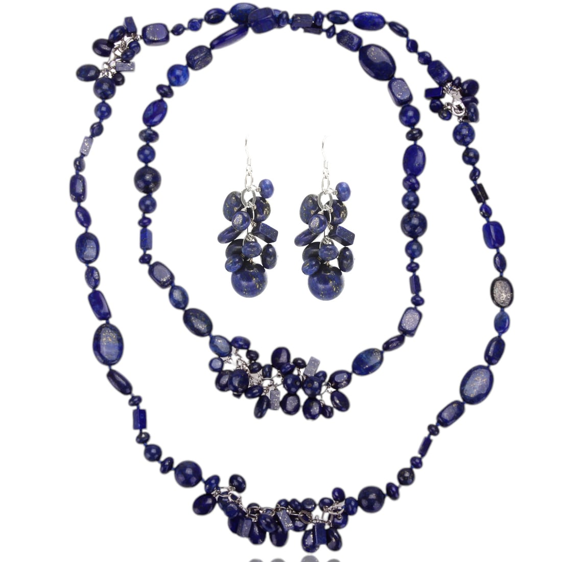 Elegant Lapis Lazuli Sterling Silver Necklace with Matching Earrings (1 of 2)