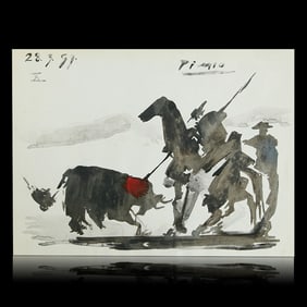 Pablo Picasso Watercolor - Dated 28.3.59