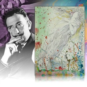 Salvador Dali Mixed Media Drawing of a Woman