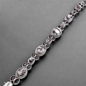 Southwest-Inspired Sterling Silver Bracelet with White Buffalo Gemstone & Dazzling Spinel