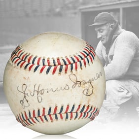 J. Honus Wagner Signed Blue & Red Stitched Spalding Baseball