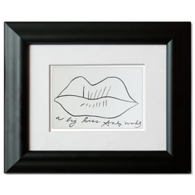 Framed Andy Warhol  Signed - Large Lips Inscribed "A Big Kiss"