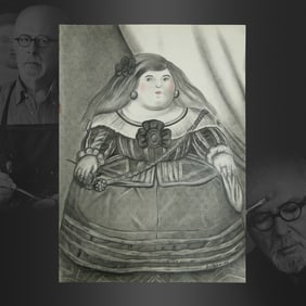 Fernando Botero Drawing with Pencil and Charcoal (1982)