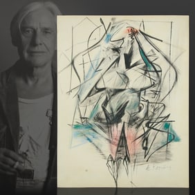 Willem de Kooning Charcoal and Brushed Painting: "Woman" (1951)