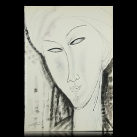 Amedeo Modigliani Drawing with Pen and Dry Brush (1918)