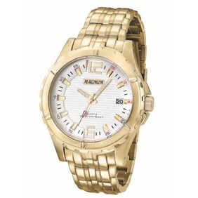 Magnum Bold 45MM Golden Stainless Steel Watch with White Dial