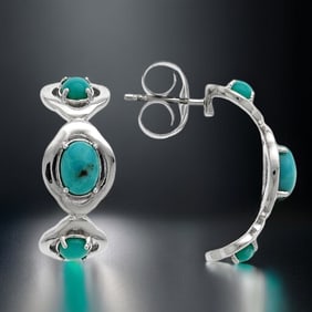 Southwest-Style Campo Frio Turquoise Sterling Silver Earrings – Bold and Beautiful