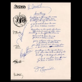 The Beatles Signed Handwritten Lyrics to "Something"