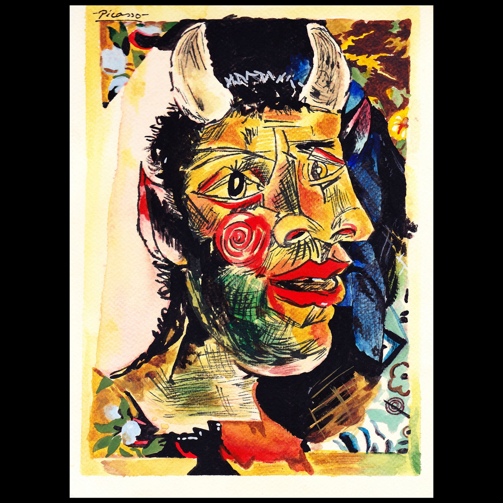 Mixed Media Painting Attributed to Pablo Picasso (1 of 6)