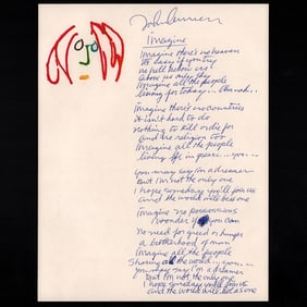 John Lennon Signed & Handwritten Lyrics to "Imagine"