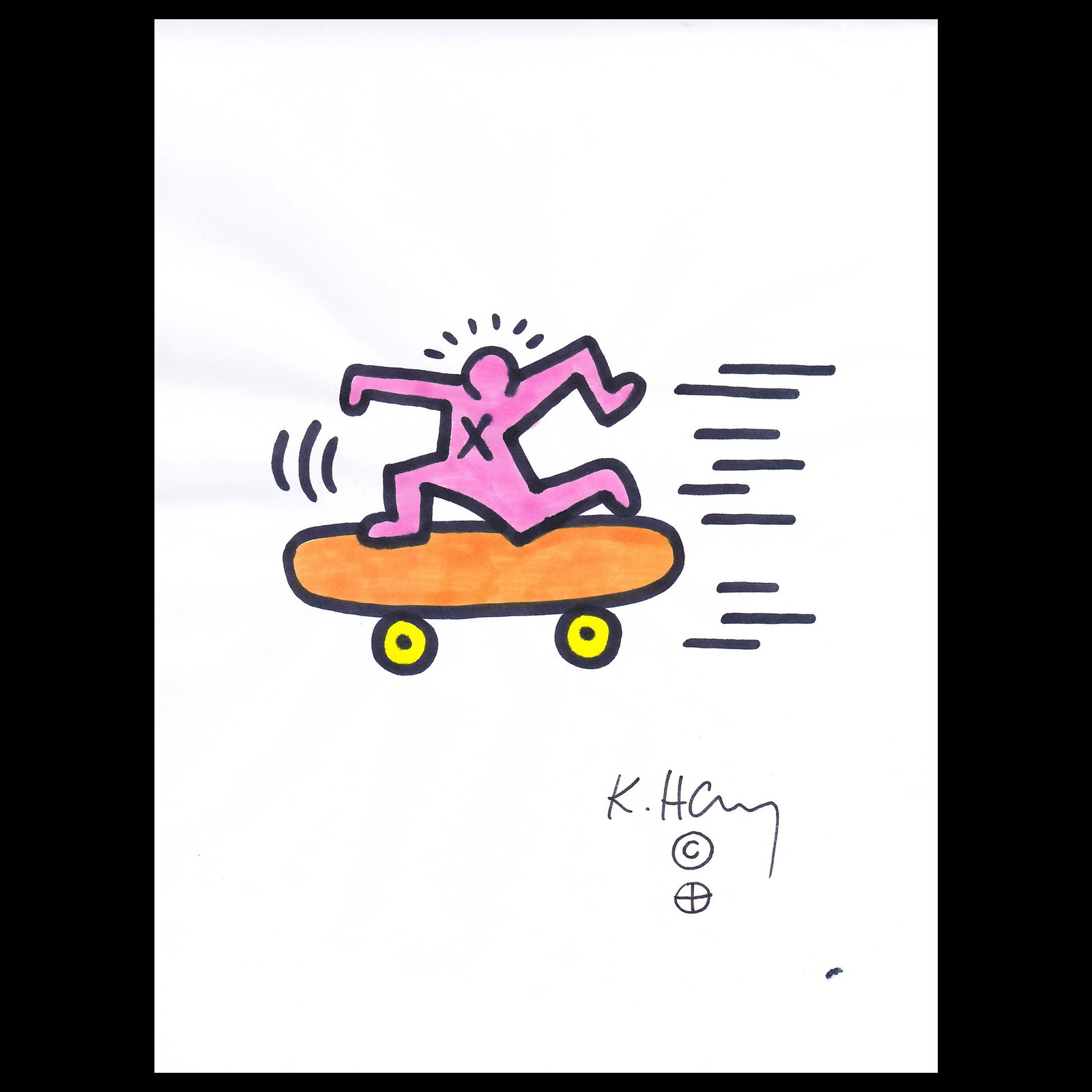 Mixed Media Art Attributed to Keith Haring (1 of 3)