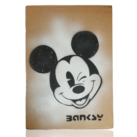 Banksy's Cardboard Art - "Winking Mickey Mouse" 19.5" x 14"