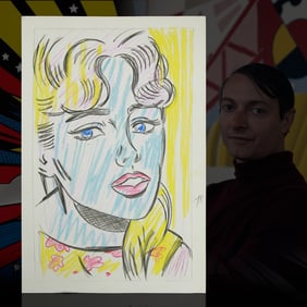 Roy Lichtenstein Mixed Media Drawing 13.25" x 9" - April 1987 Broadway NY