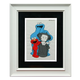 KAWS Mixed Media Art Featuring KAWS, Cookie Monster, and Elmo