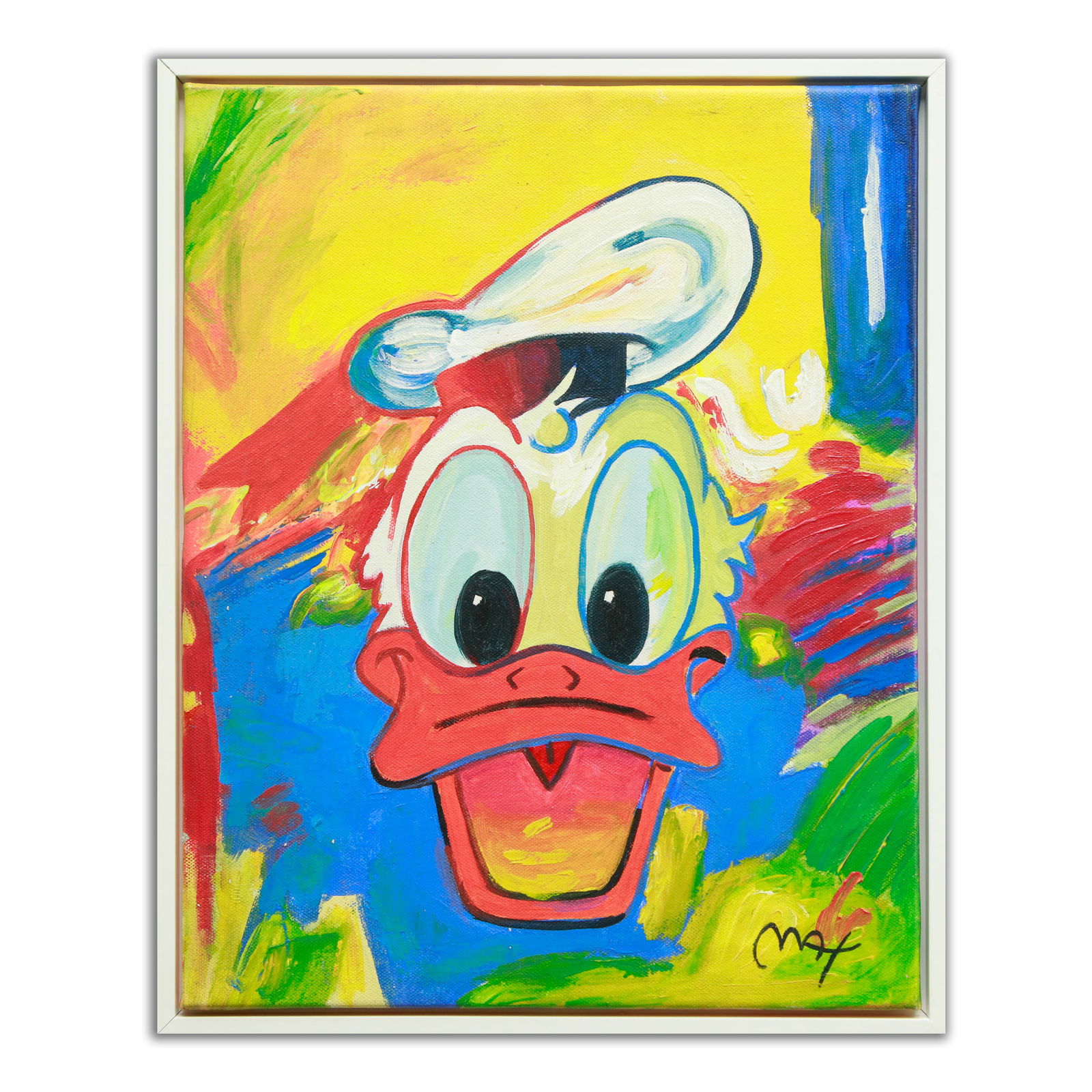 Oil Painting on Canvas Attributed to Peter Max - Daffy Duck with Hat (1 of 5)