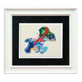 KAWS Mixed Media Drawing of a Dog