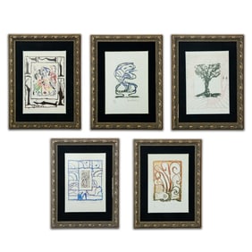Collection of Five Numbered Limited Edition Pieces by Pierre Alechinsky