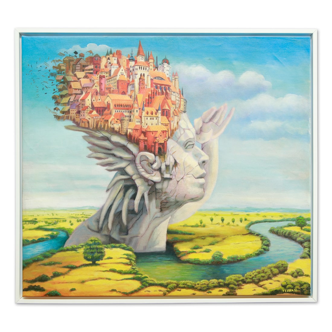 Oil Painting on Canvas Attributed to Jacek Yerka (1 of 12)