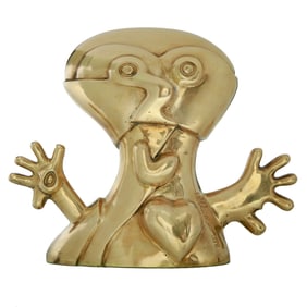 Bronze Sculpture of a Whimsical Male Figure with Heart by Hannes D'Haese