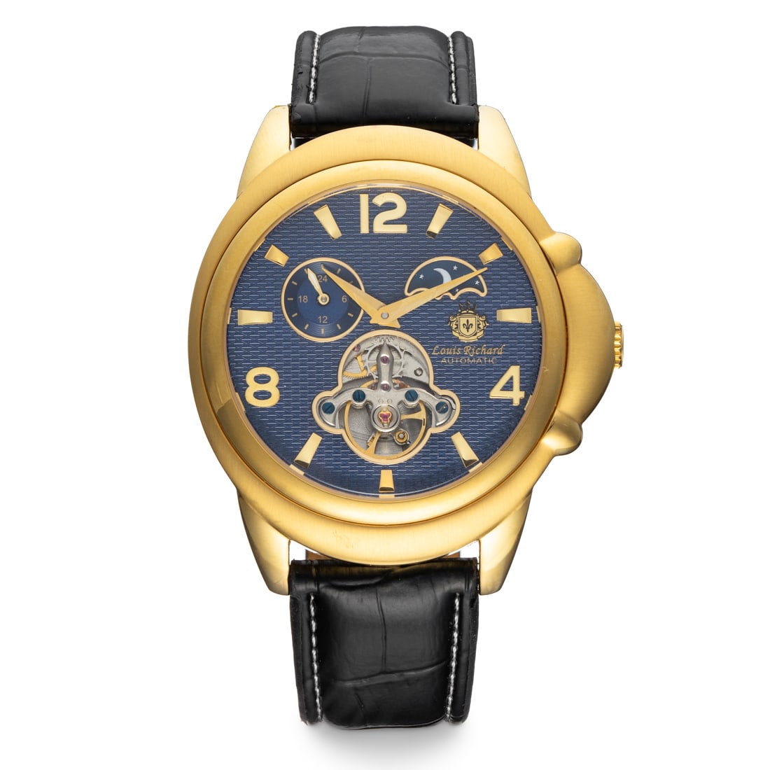 Louis Richard Eclipse Automatic – Moon-Phase Marvel with Regal Blue Dial and Luxe Leather (1 of 4)