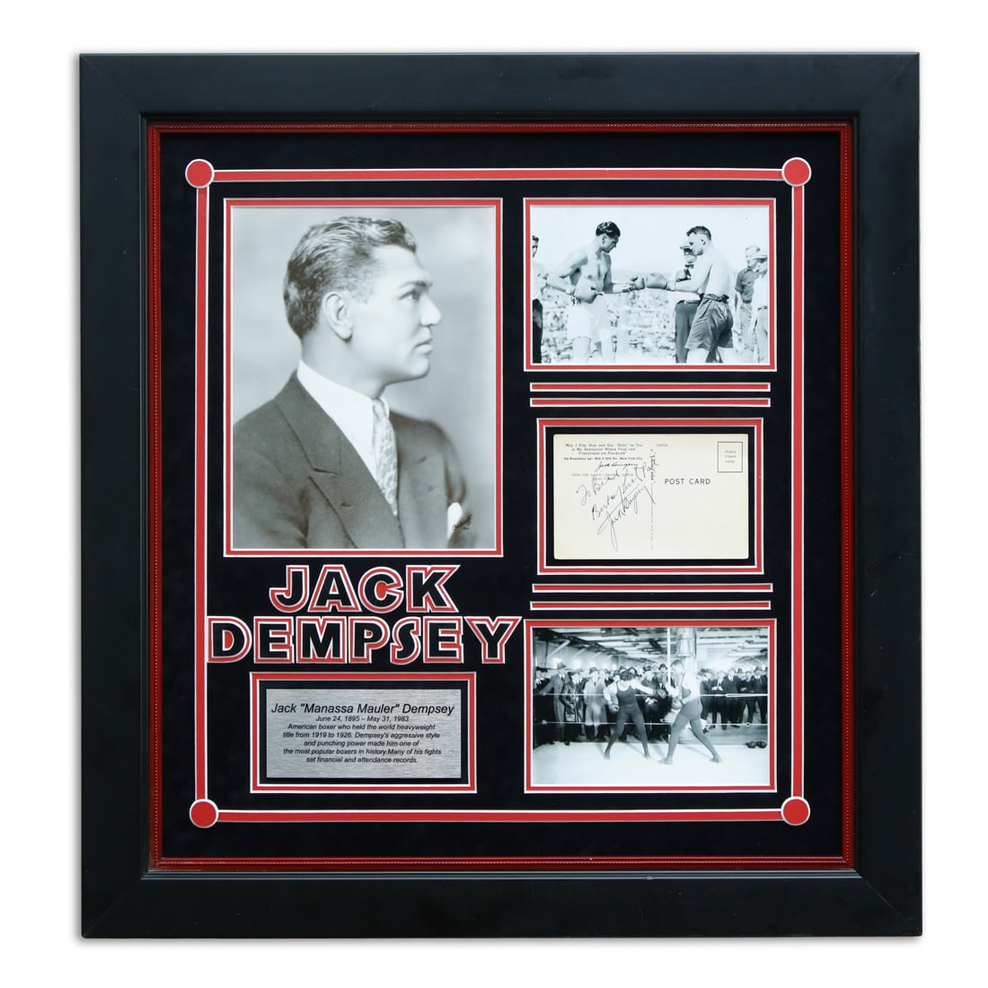 Jack Dempsey Signed Postcard Framed Presentation (1 of 5)
