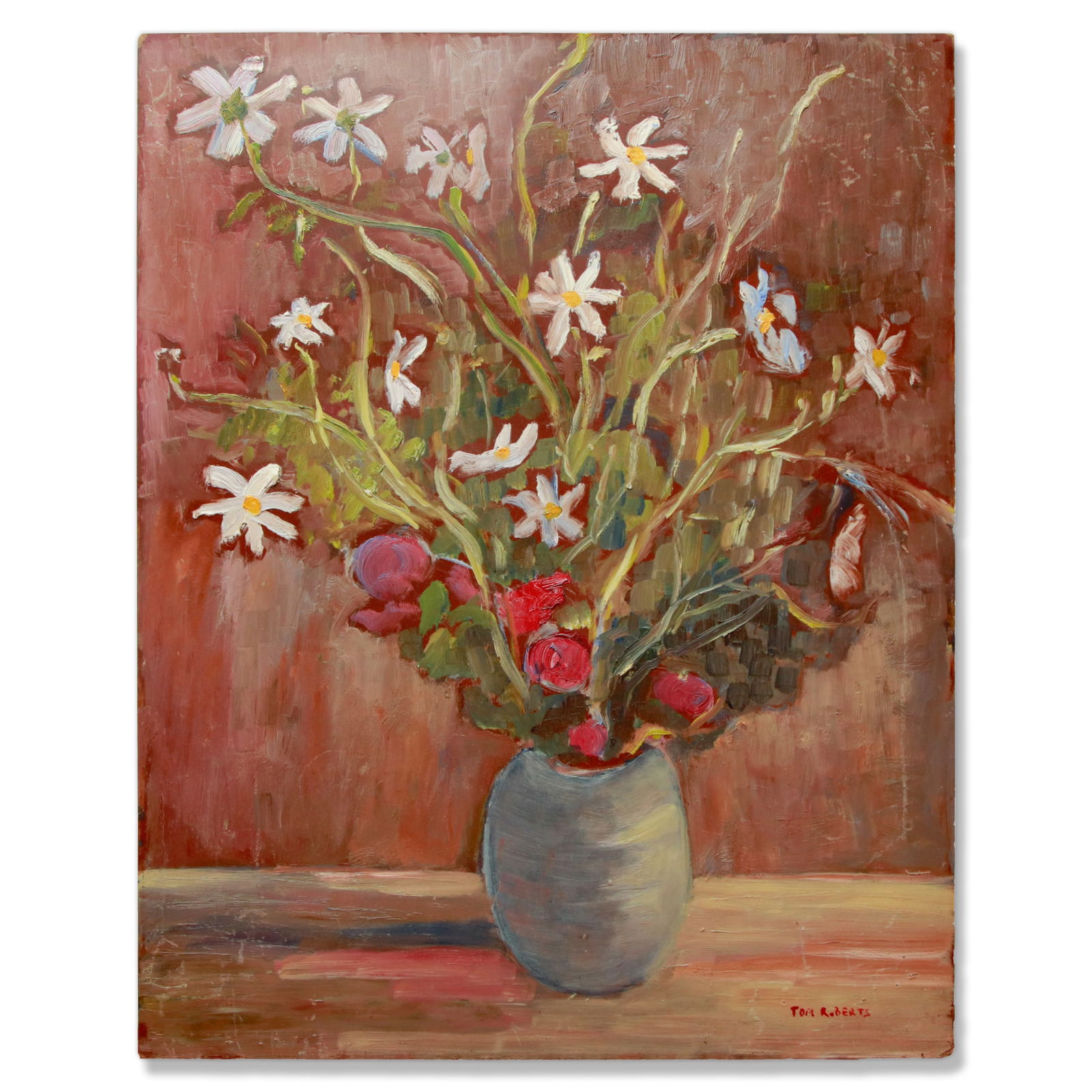Thomas Keith Roberts Oil on Board: Thomas Keith Roberts Oil on Board. Medium: Oil on Board Dimensions: 30" x 24" Signed "Tom Roberts" in red on the bottom right front. Consigned from the collection of Canadian Artist and Art Historian