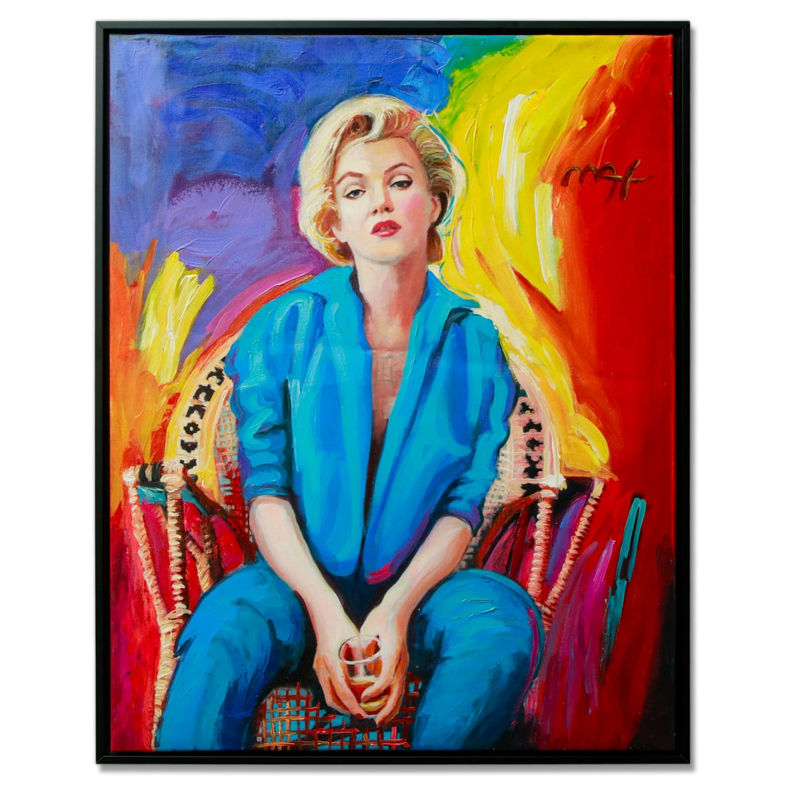 Peter Max Oil on Canvas - Marilyn Monroe in Wicker Chair (1 of 11)