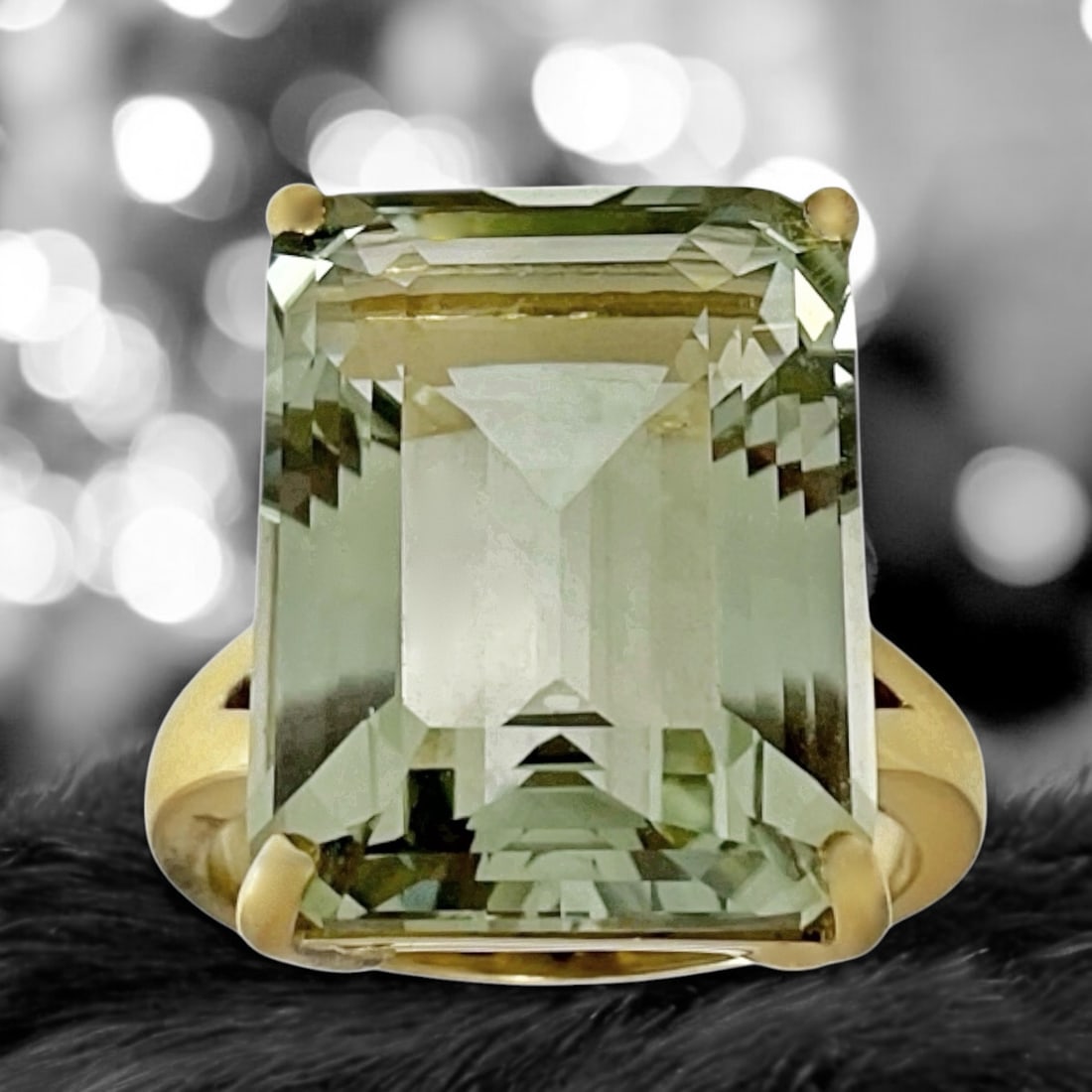 Praisiolite Gemstone Ring Set in 14K Gold Over Sterling Silver - Size 7 (1 of 1)