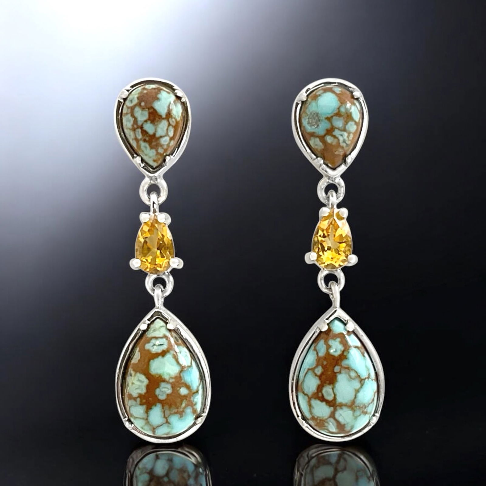 Turquoise & Citrine Earrings Set in Sterling Silver (1 of 1)