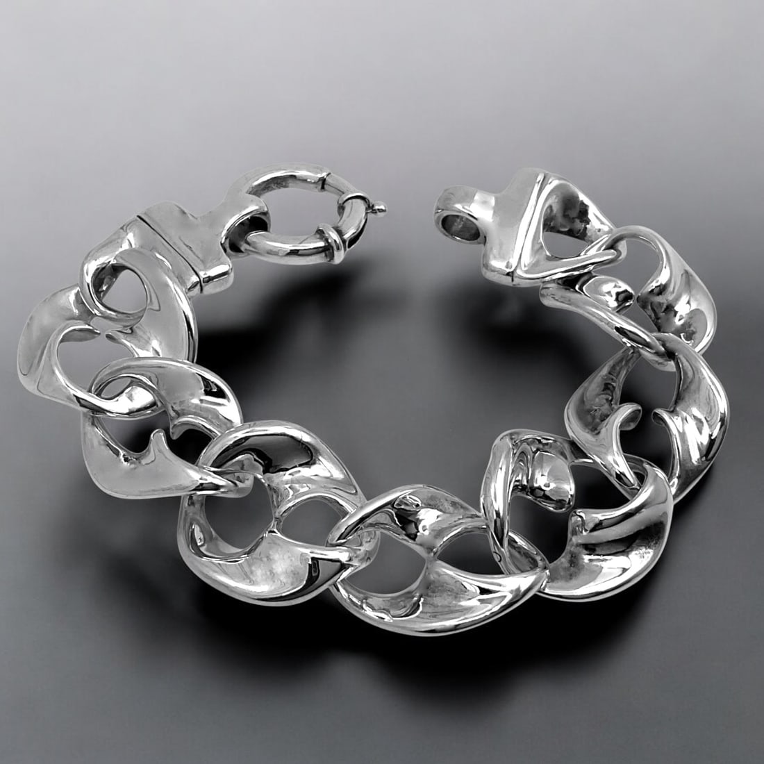 Avant Garde Sterling Silver Electroform Bracelet - 8.75": Product Details Item: Bracelet Metal: Sterling Silver Gemstone: None Approximate Measurements: 8.75" X Width: 25.2mm Ring Size: Not Applicable Chain Length: Not Applicable Chain Metal: N