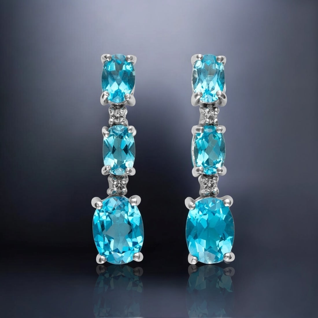 Mesmerizing Blue Topaz Sterling Silver Dangle Earrings (1 of 1)