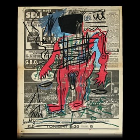 Jean-Michel Basquiat Attributed Newspaper Art