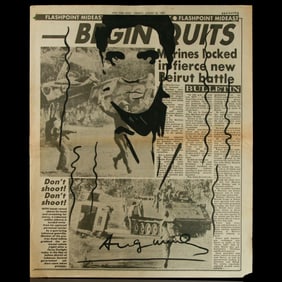 Andy Warhol Attributed Newspaper Art – "Elvis on the NY Post"