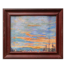 Tom Thomson Oil Painting on Framed Wood Panel