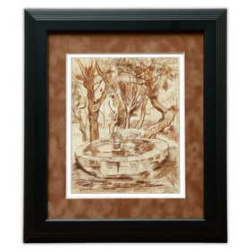 Vincent Van Gogh Attributed Drawing, "Fountain in the Garden"